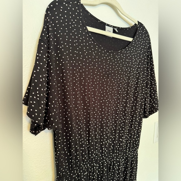 ICHI Ihlisa DR6 Jersey Mini Dress Black Polka Dot Size Large Stretch EUC - Picture 4 of 10